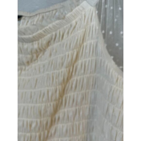 Torrid Top Milkmaid 4X Cream Swiss Dot Mesh Feminine Coquette Smock Crop Boho - Picture 6 of 13
